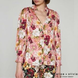 Alice and Olivia floral print shirt size medium